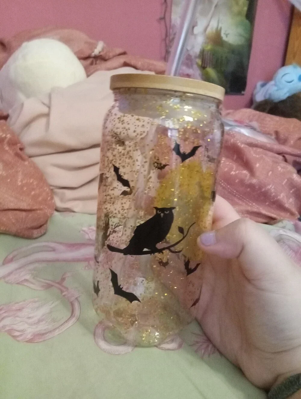 Set Of 2 Halloween Plastic Glasses Bats And Flying Witch